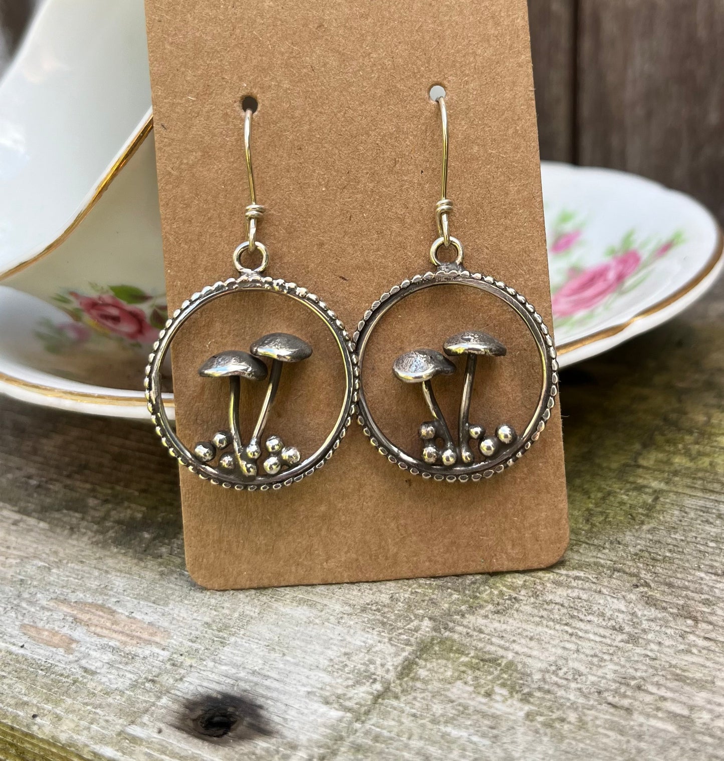 Sterling Silver Mushroom Earrings