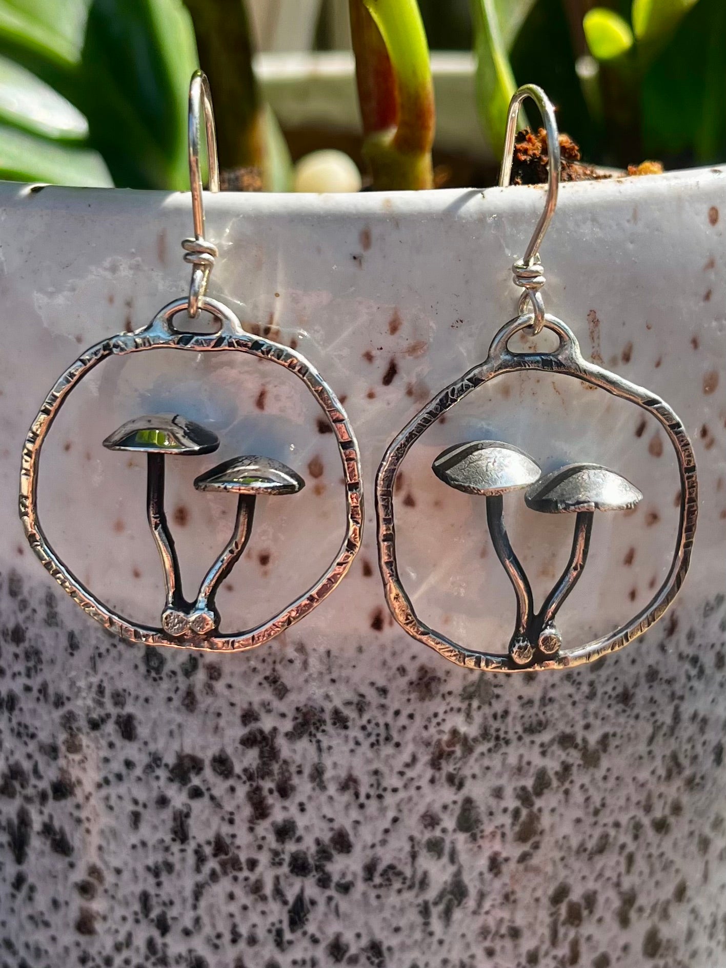 Sterling Silver Mushroom Earrings