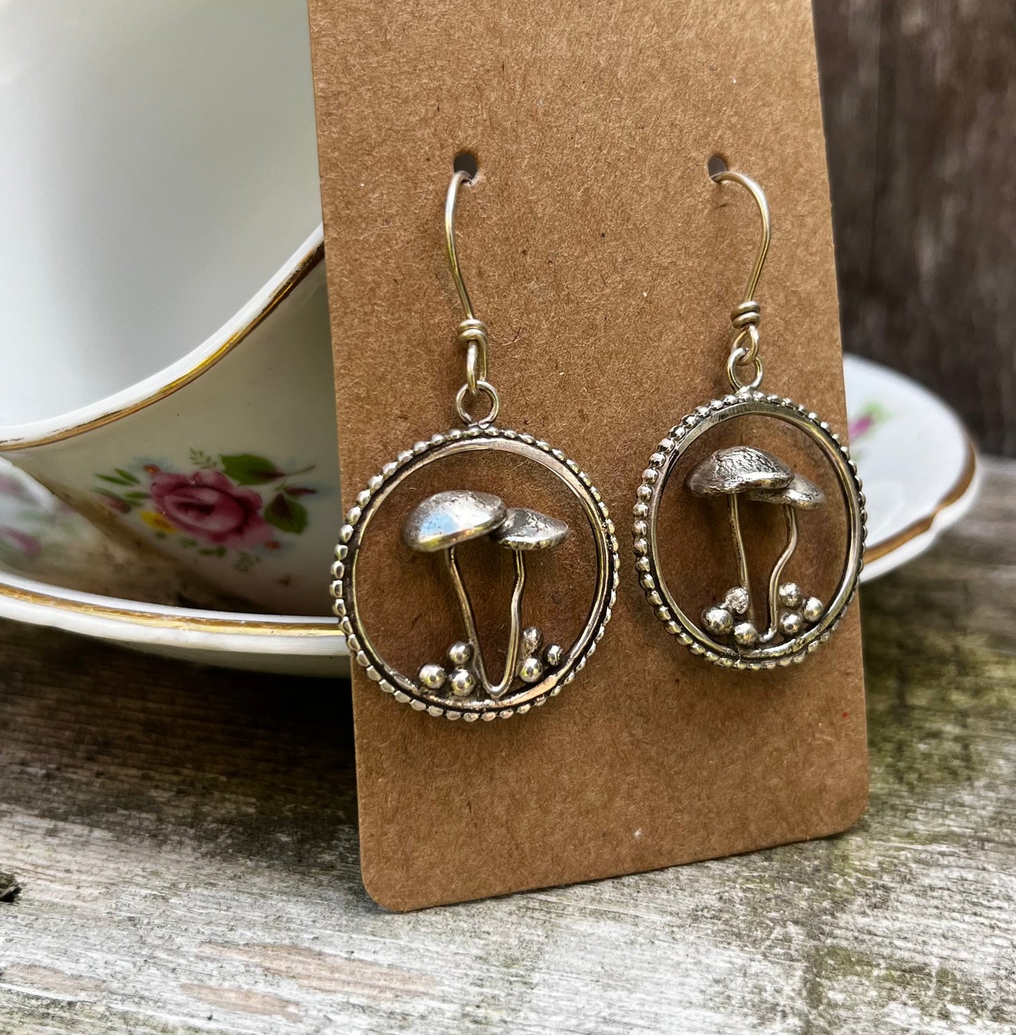 Sterling Silver Mushroom Earrings