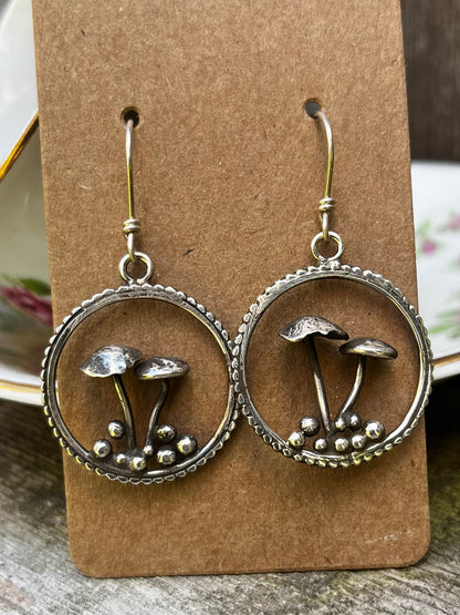 Sterling Silver Mushroom Earrings