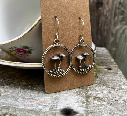 Sterling Silver Mushroom Earrings