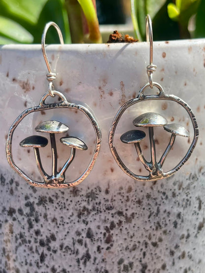 Sterling Silver Mushroom Earrings