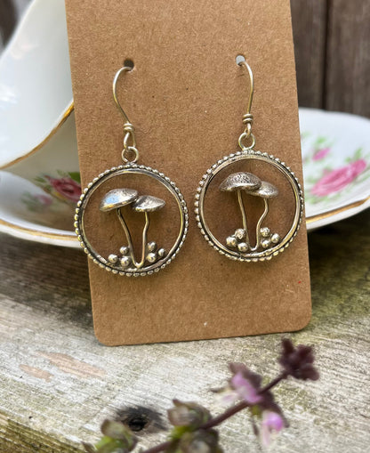 Sterling Silver Mushroom Earrings