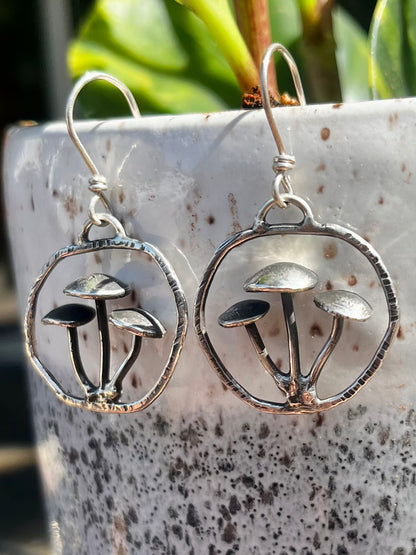 Sterling Silver Mushroom Earrings